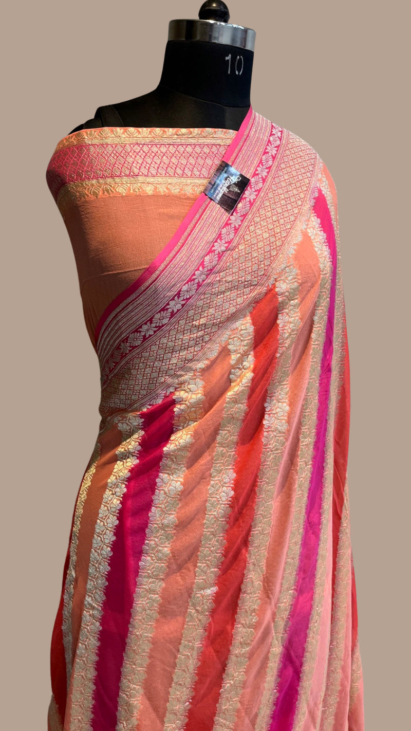 Khaddi Georgette Handloom Banarasi Saree - The Handlooms