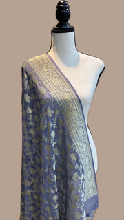 Pure Khaddi Georgette Dupatta - water zari - The Handlooms