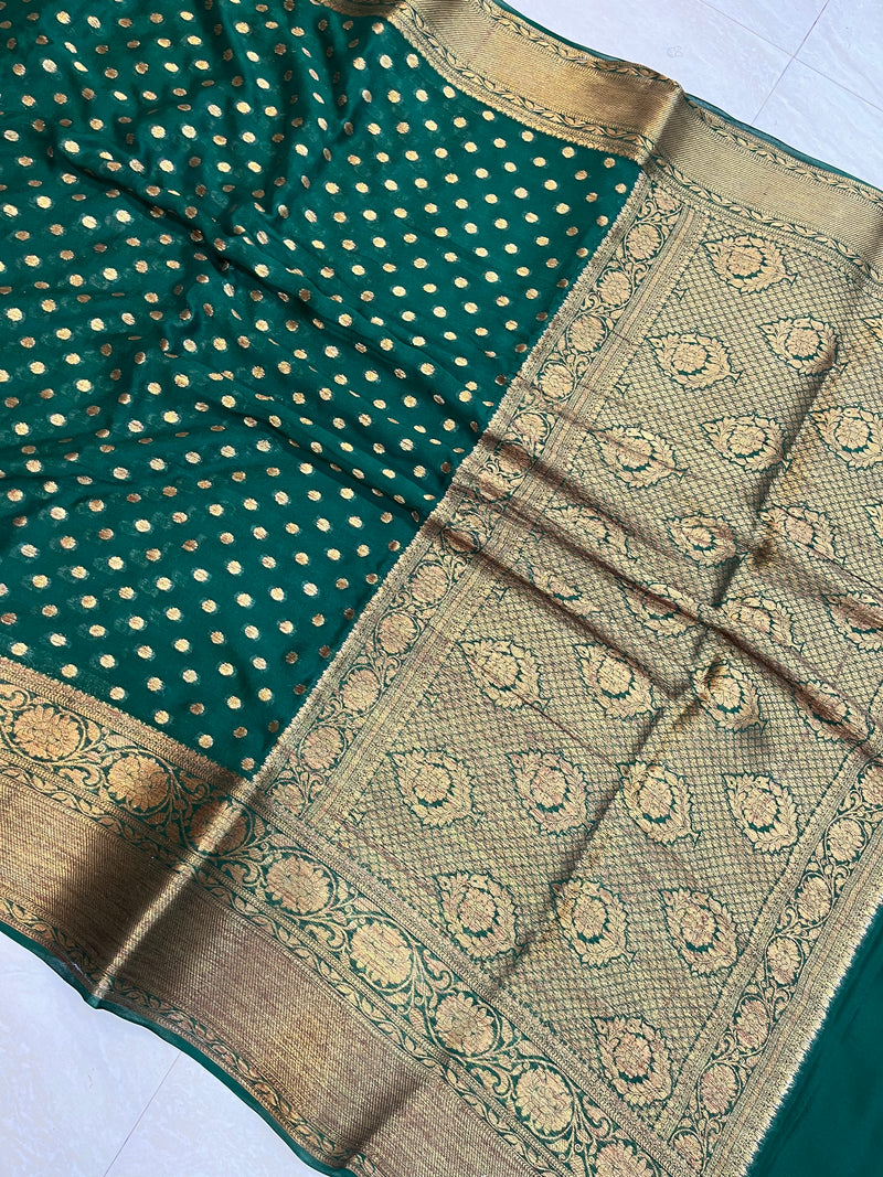 Pure Chiffon Khaddi Banarasi Saree - The Handlooms