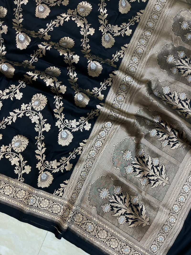 Pure Katan Silk Banarasi Handloom Saree - All over Jaal work - The Handlooms