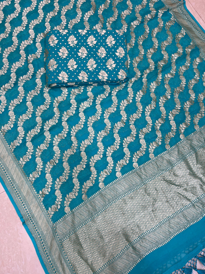 Khaddi Georgette Banarasi Dress material - The Handlooms