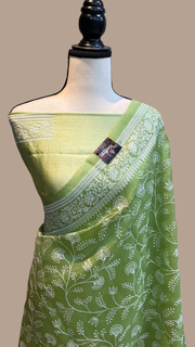 Pure Organza Chikankari Handloom Banarasi Saree - The Handlooms