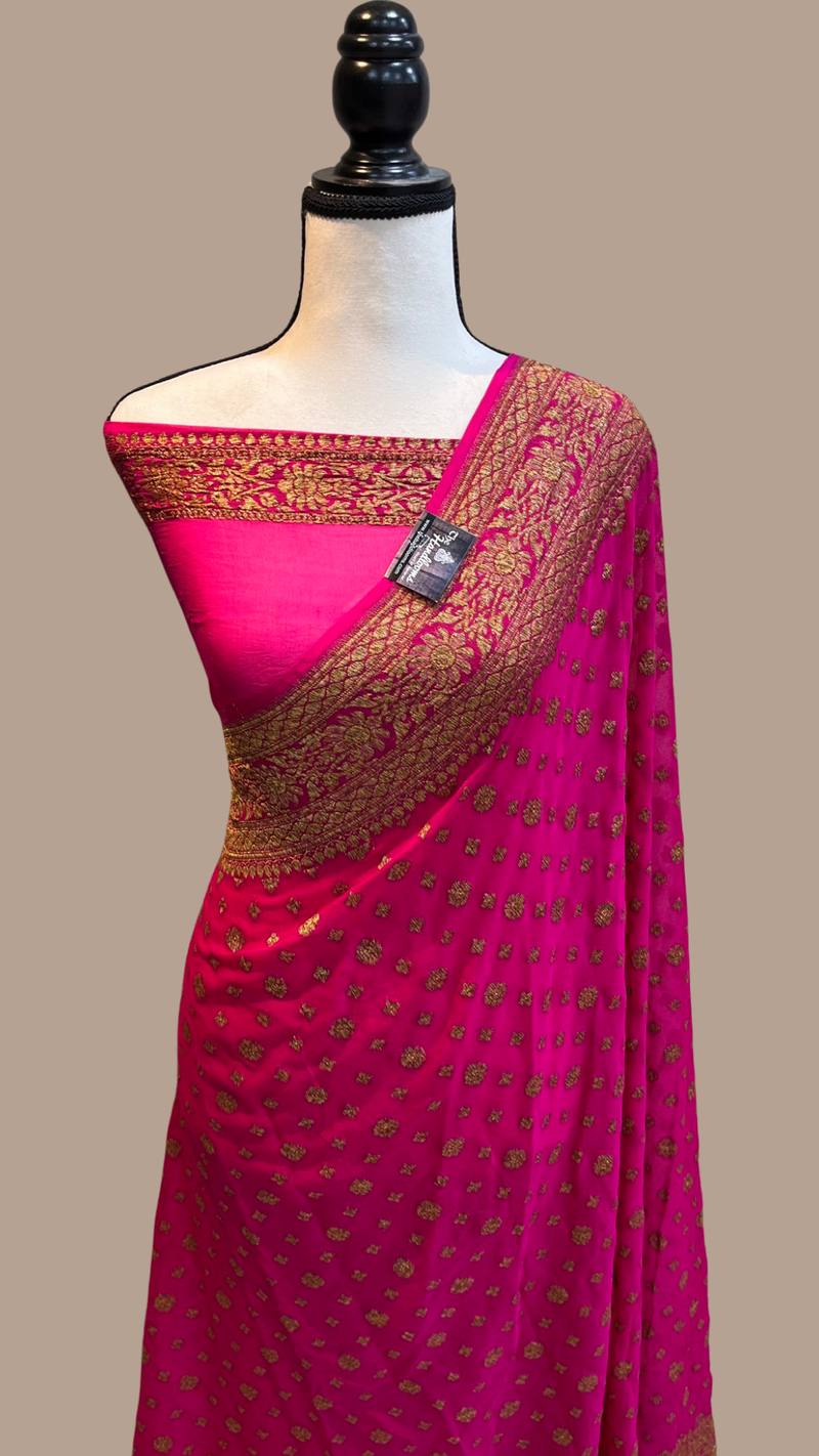 Khaddi Georgette Banarasi Saree -  Antique zari - The Handlooms