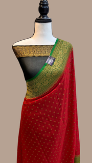 Khaddi Georgette Banarasi Saree -  Antique zari - The Handlooms