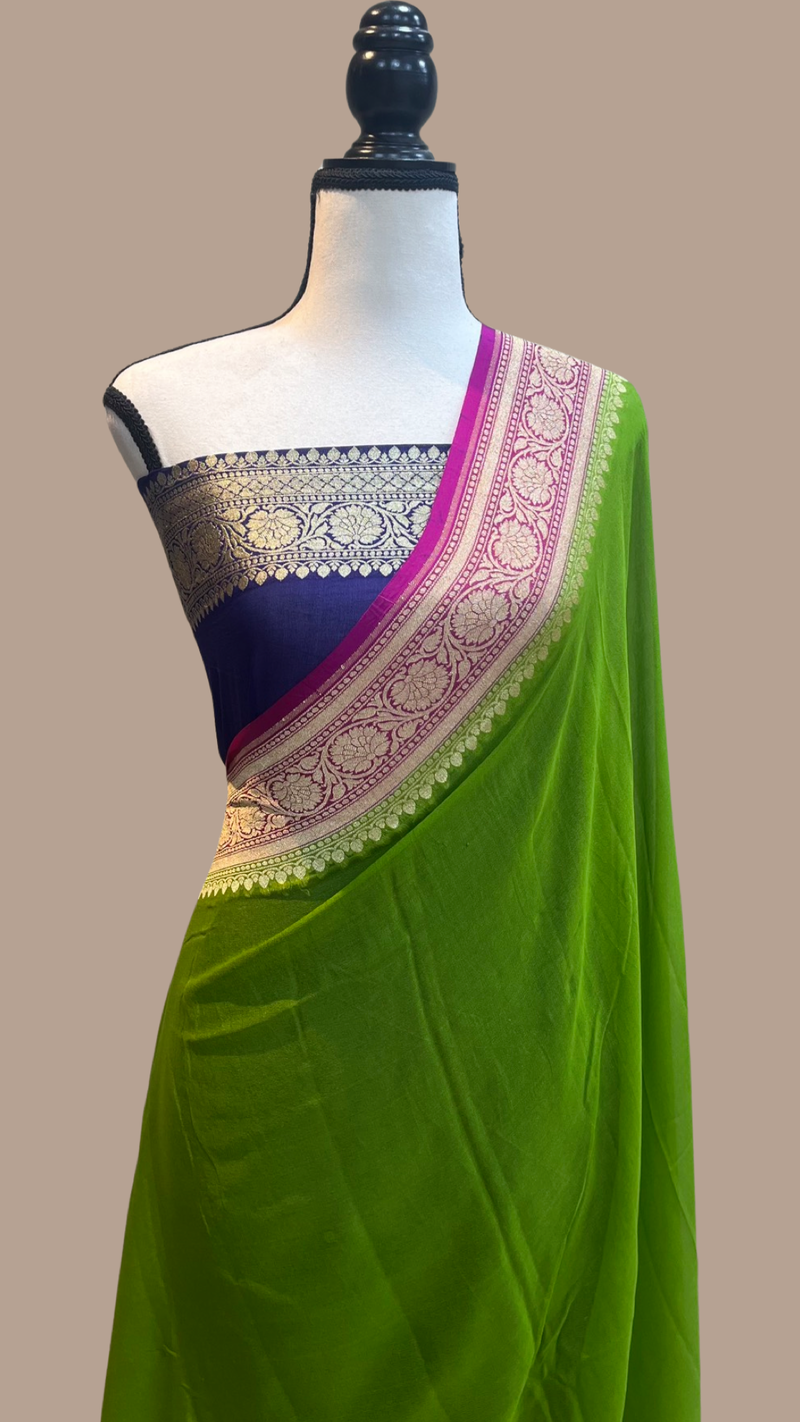 Khaddi Georgette Handloom Banarasi Saree - The Handlooms