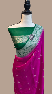 Pink Pure Georgette Banarasi Saree - The Handlooms