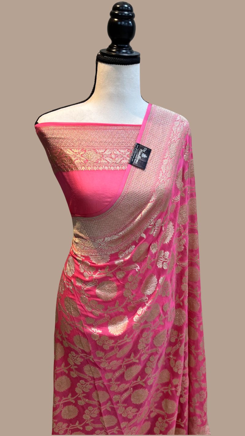 Khaddi Georgette Handloom Banarasi Saree - The Handlooms