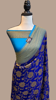 Khaddi Georgette Banarasi Saree -  Antique zari - The Handlooms
