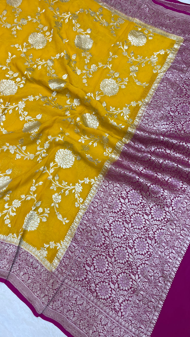 Pure Khaddi Georgette Dupatta - water zari - The Handlooms