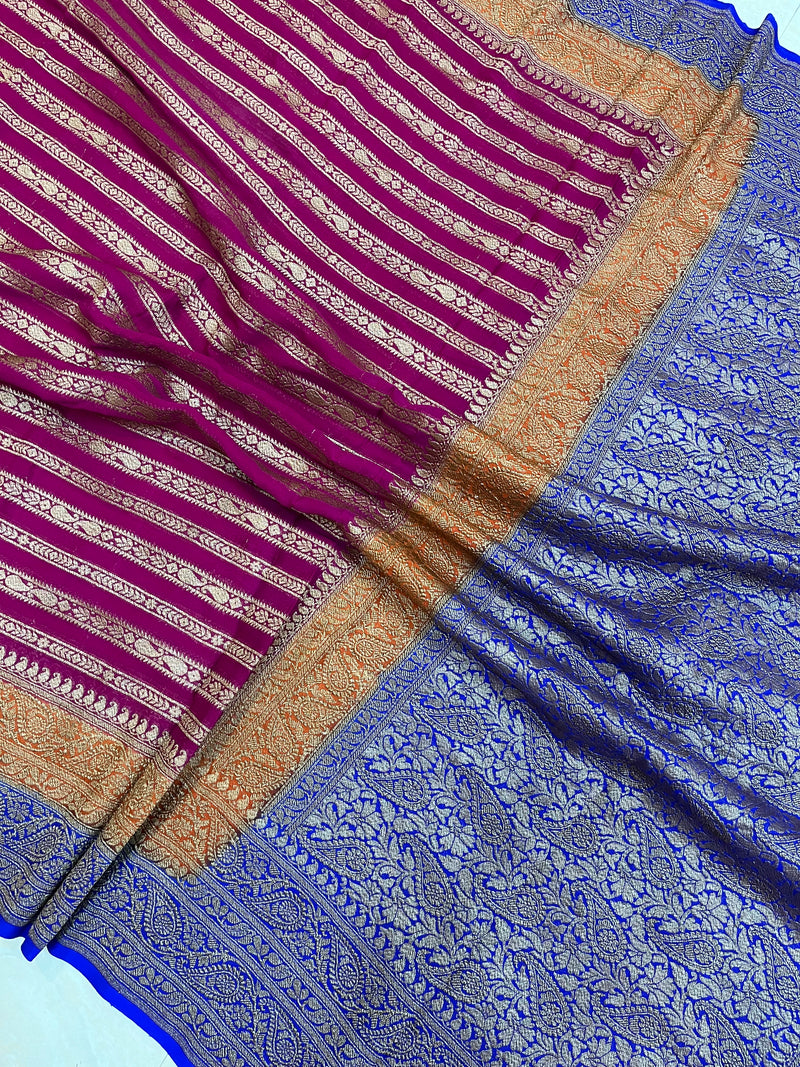 Khaddi Georgette Banarasi Saree -  Antique zari - The Handlooms