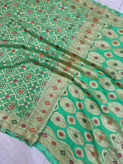 Pure Georgette Banarasi Handloom Saree - with meenakari work Gold Zari - The Handlooms