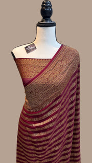 Khaddi Georgette Banarasi Saree -  Antique zari - The Handlooms