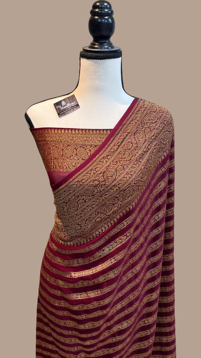 Khaddi Georgette Banarasi Saree -  Antique zari - The Handlooms