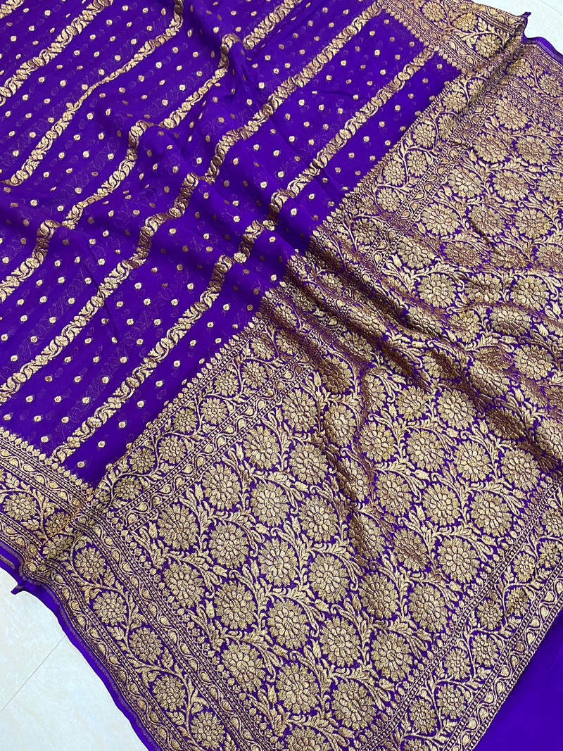 Khaddi Georgette Banarasi Saree -  Antique zari - The Handlooms