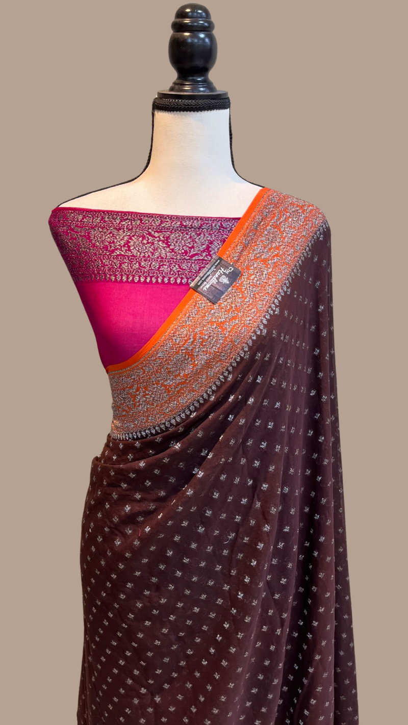 Khaddi Georgette Banarasi Saree -  Antique zari - The Handlooms
