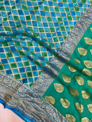 Khaddi Georgette Handloom Banarasi Saree - Gold Zari - The Handlooms