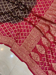 Pure Georgette Banarasi Bandhej Handloom Saree - The Handlooms