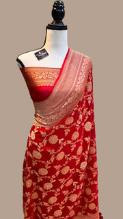 Khaddi Georgette Banarasi Saree - Gold zari - The Handlooms