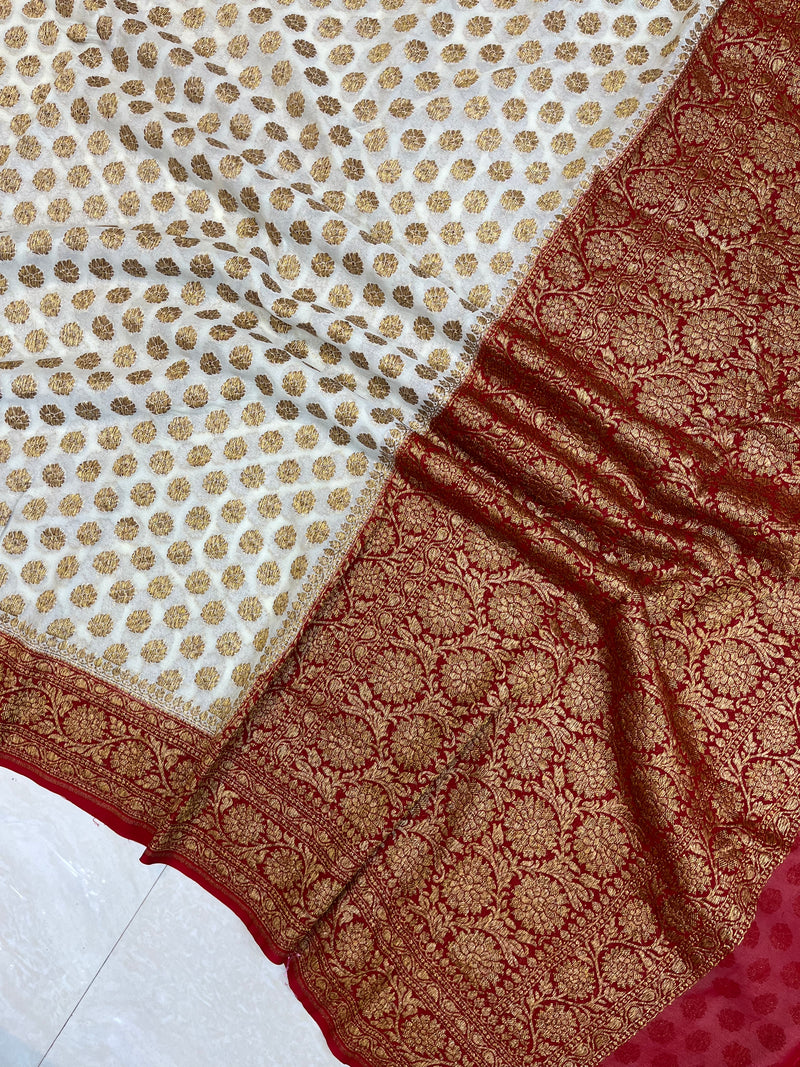 Khaddi Georgette Banarasi Saree -  Antique zari - The Handlooms