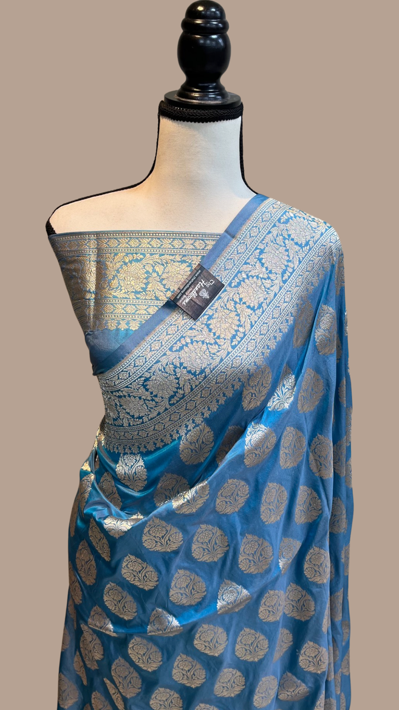 Pure Katan Silk Banarasi Handloom Saree - All over Jaal work - The Handlooms