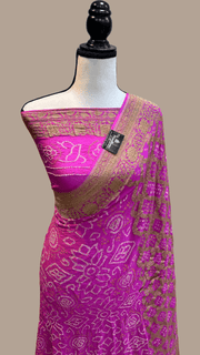 Pure Georgette Banarasi Bandhej Handloom Saree - The Handlooms