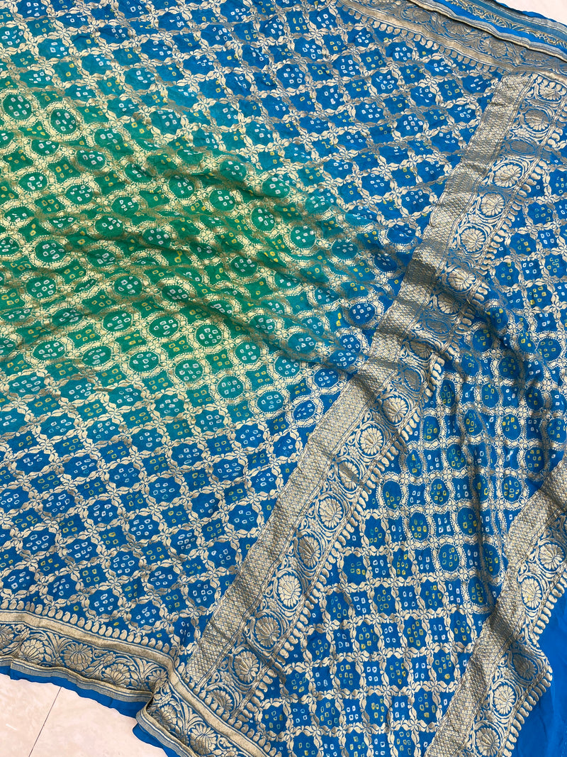 Pure Georgette Banarasi Bandhej Handloom Dupatta - The Handlooms