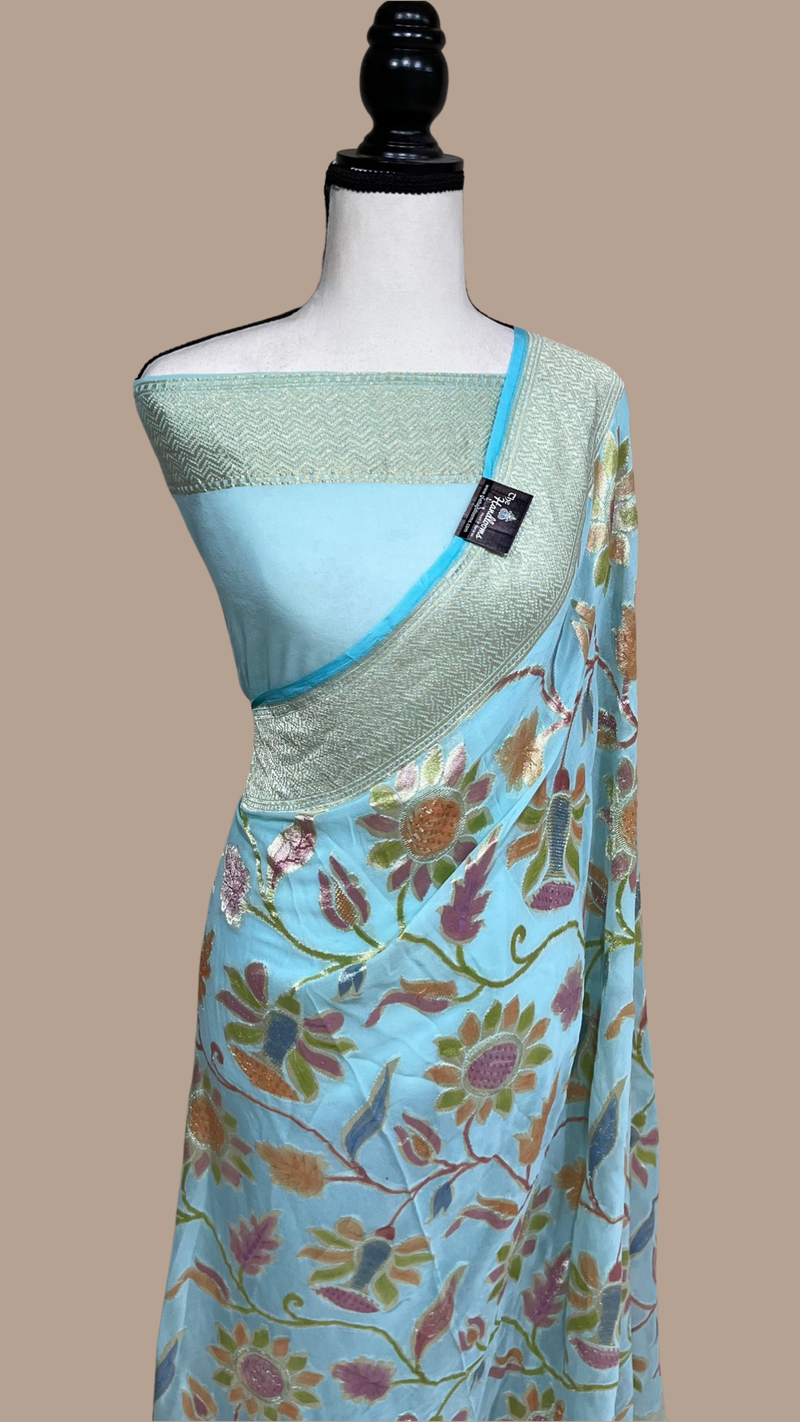 Khaddi Georgette Handloom Banarasi Saree - The Handlooms