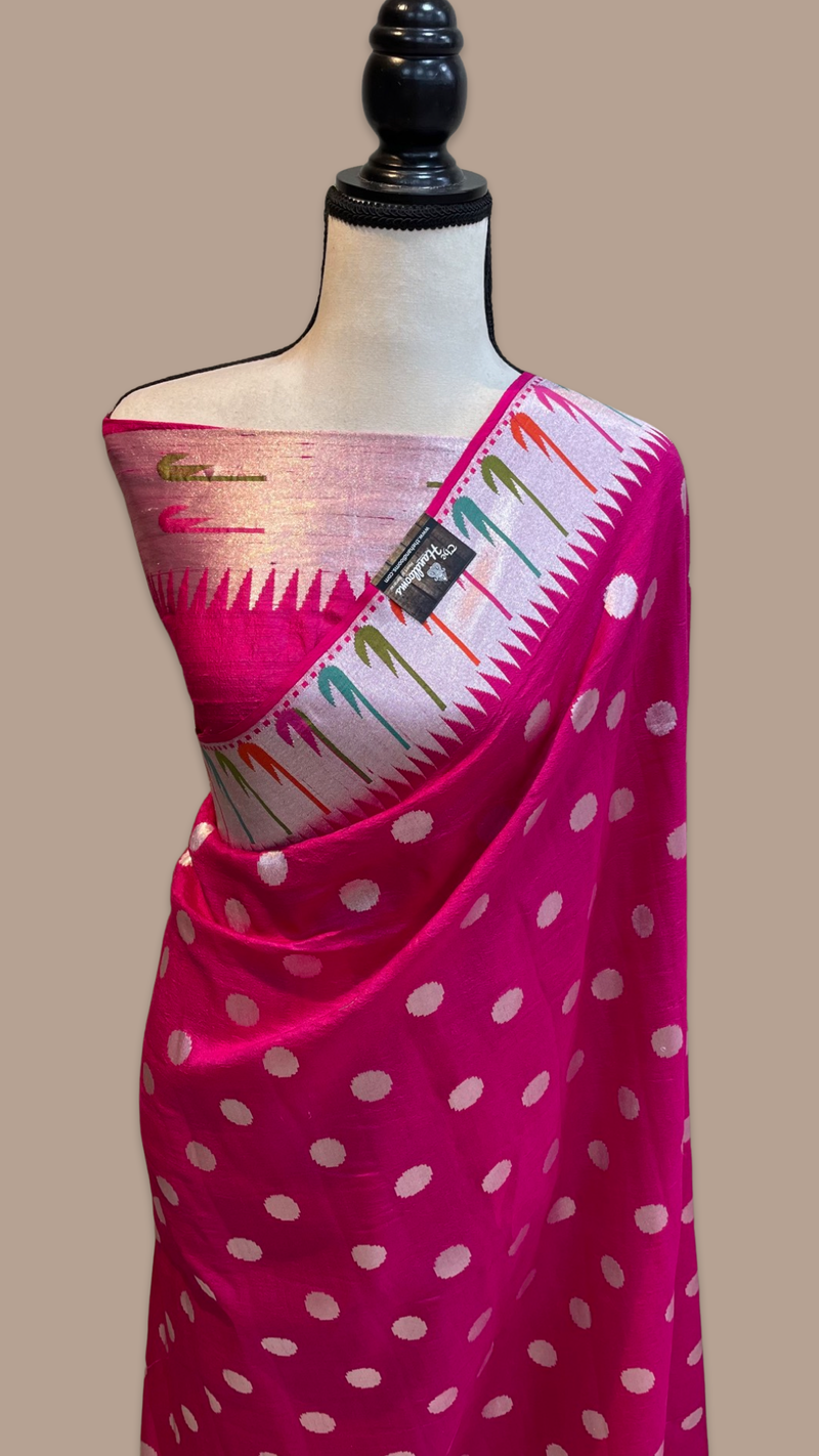 Tussar Georgette Handloom Banarasi Saree - All over meenakari - The Handlooms