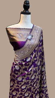 Pure Katan Silk Banarasi Handloom Saree - All over sona roopa Jaal work - The Handlooms