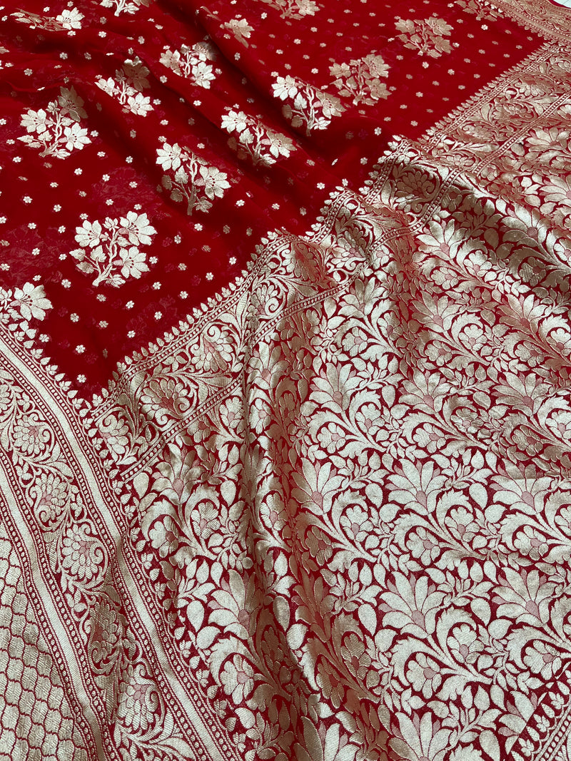 Khaddi Georgette Handloom Banarasi Saree - The Handlooms