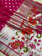 Tussar Georgette Handloom Banarasi Saree - All over meenakari - The Handlooms
