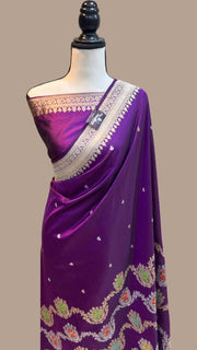Pure Katan Silk Banarasi Handloom Saree - All over Kadua motifs with meenakari - The Handlooms