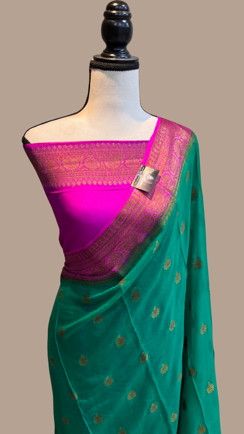 Pure Chiffon Khaddi Banarasi Saree - The Handlooms