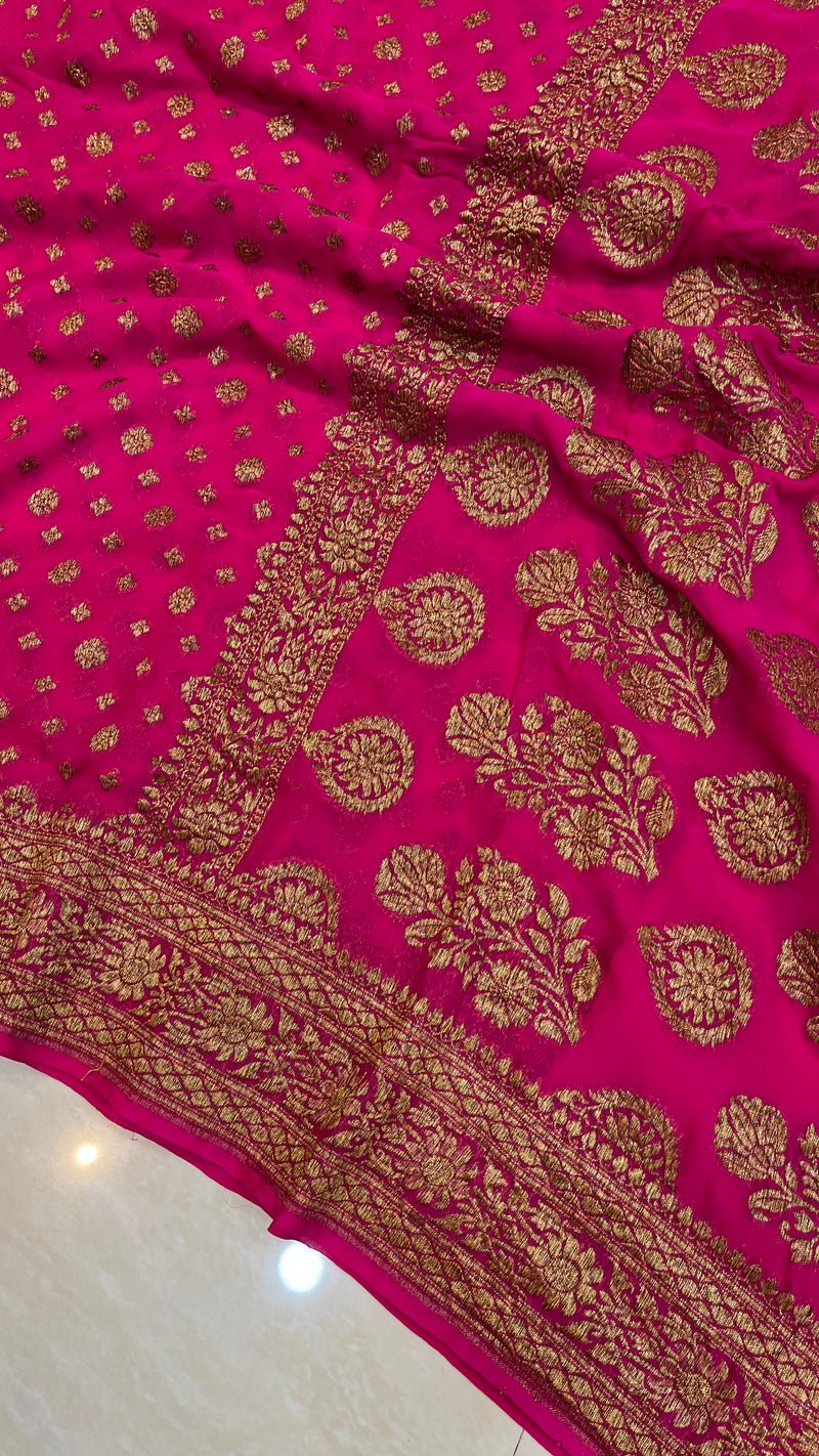 Khaddi Georgette Banarasi Saree -  Antique zari - The Handlooms