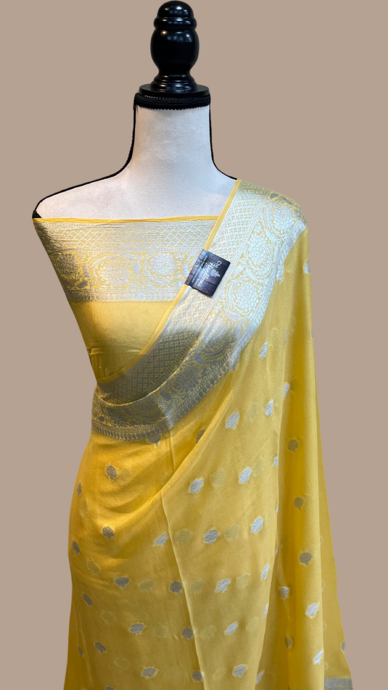 Pure Chiffon Khaddi Banarasi Saree - The Handlooms