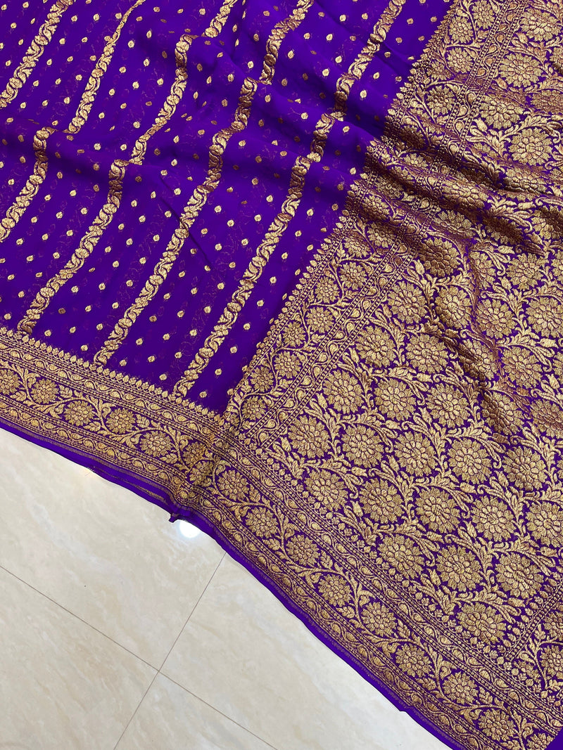 Khaddi Georgette Banarasi Saree -  Antique zari - The Handlooms