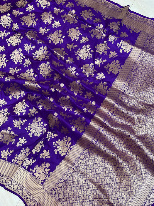 Pure Katan Silk Banarasi Handloom Saree - All over jaal work - The Handlooms