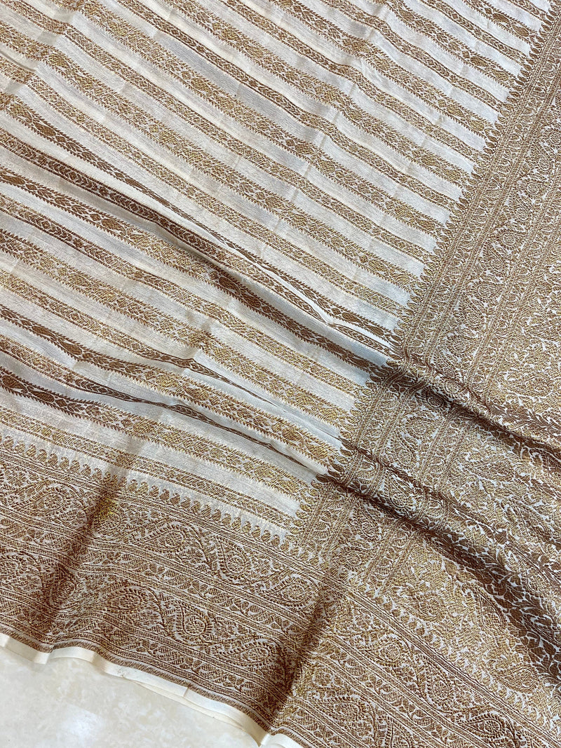 Khaddi Georgette Banarasi Saree -  Antique zari - The Handlooms
