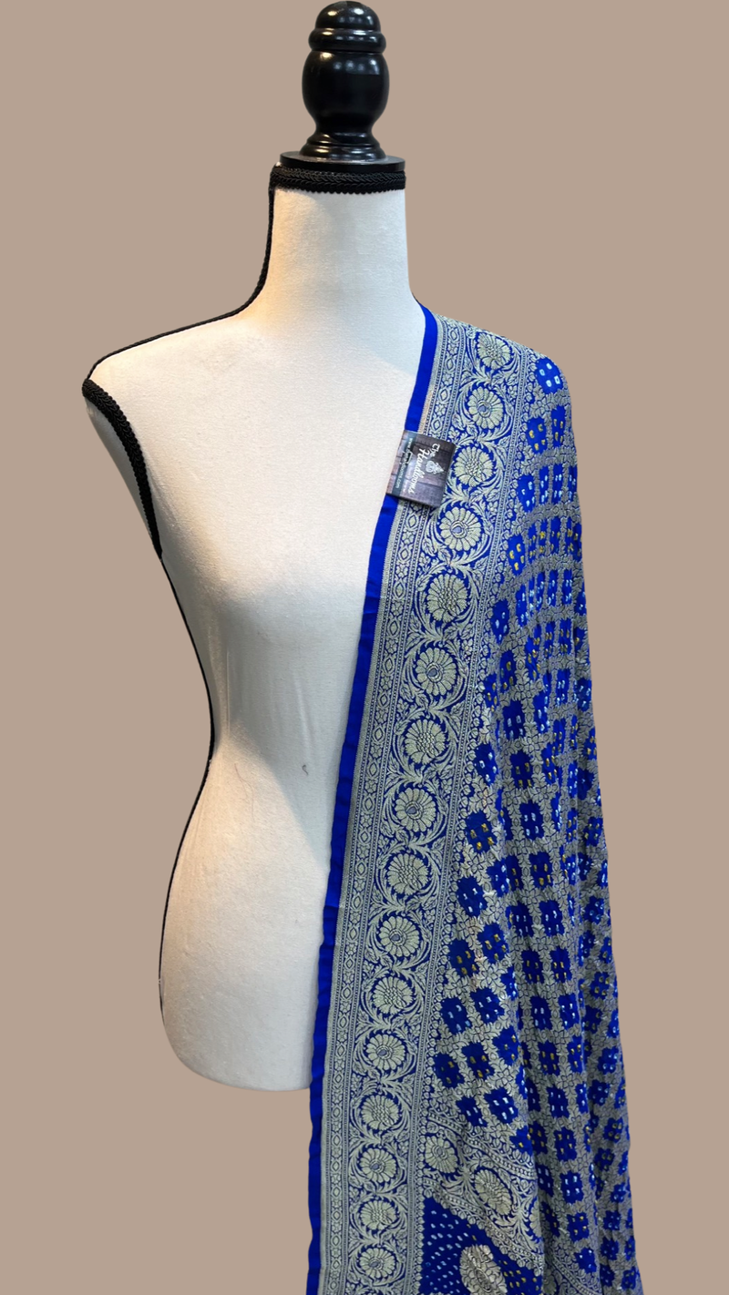 Pure Georgette Banarasi Bandhej Handloom Dupatta - The Handlooms