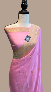 Pure Georgette Banarasi Saree - Gold zari - The Handlooms