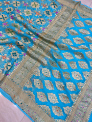 Pure Georgette Banarasi Handloom Saree - with meenakari work Gold Zari - The Handlooms