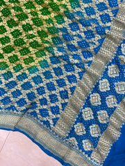 Pure Georgette Banarasi Bandhej Handloom Dupatta - The Handlooms