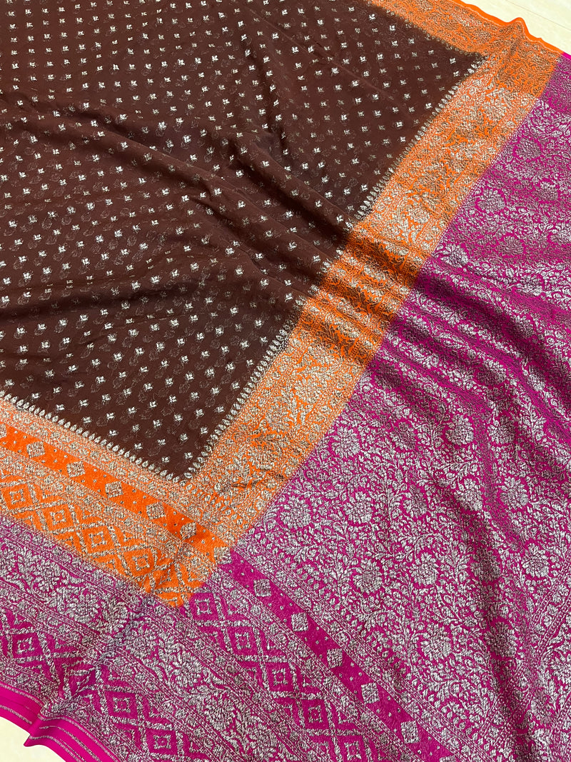 Khaddi Georgette Banarasi Saree -  Antique zari - The Handlooms