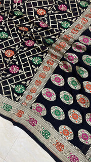 Pure Georgette Banarasi Handloom Saree - with meenakari work - The Handlooms