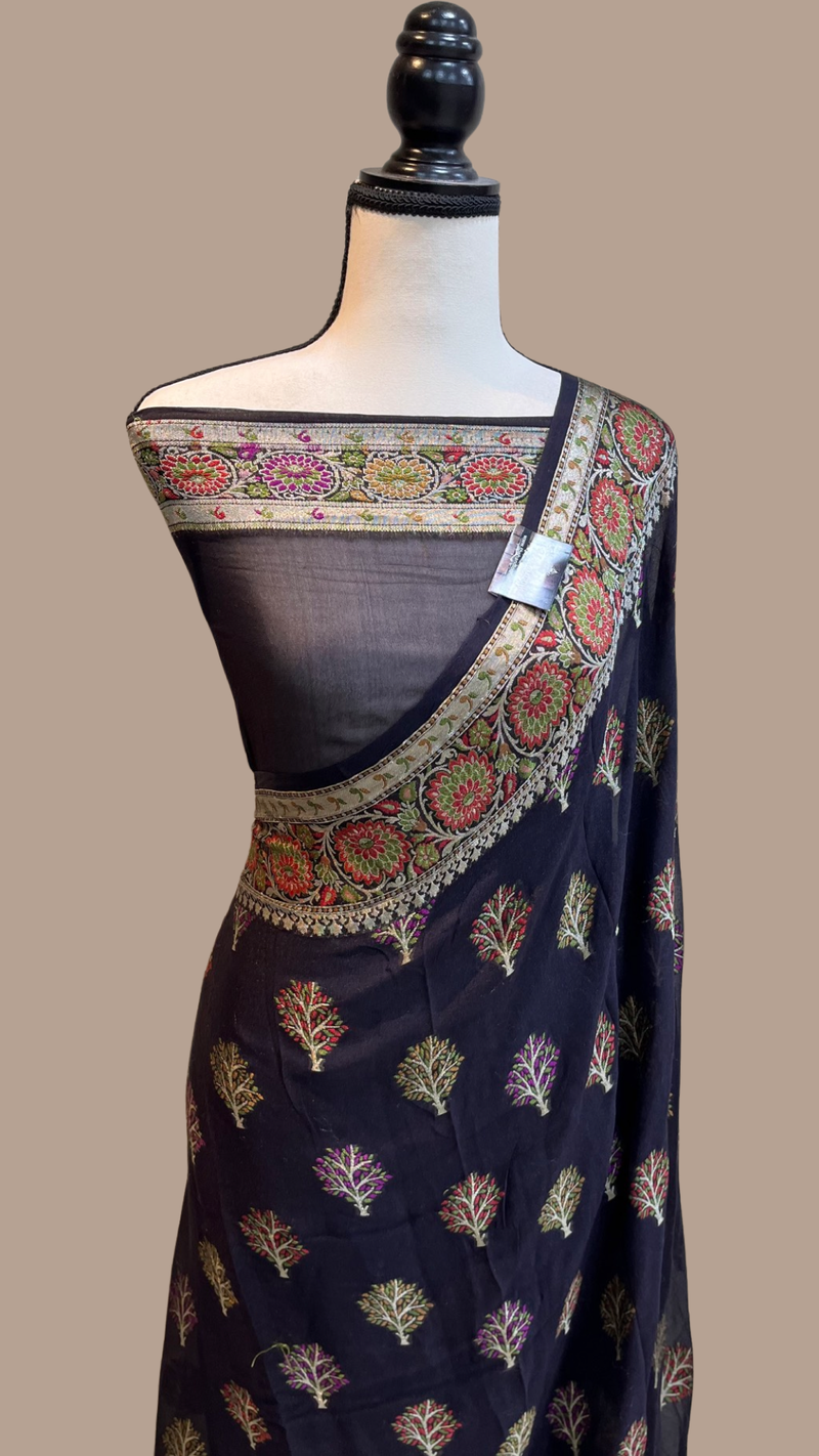 Pure Chiffon Khaddi Banarasi Saree - The Handlooms
