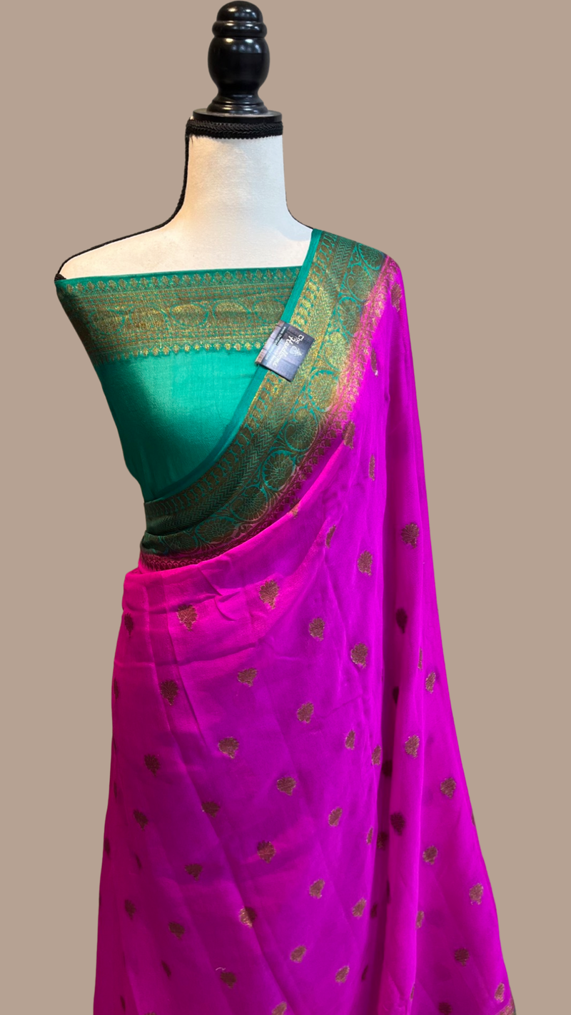 Pure Chiffon Khaddi Banarasi Saree - The Handlooms