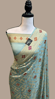 Pure Georgette Banarasi Handloom Saree - with meenakari work - The Handlooms