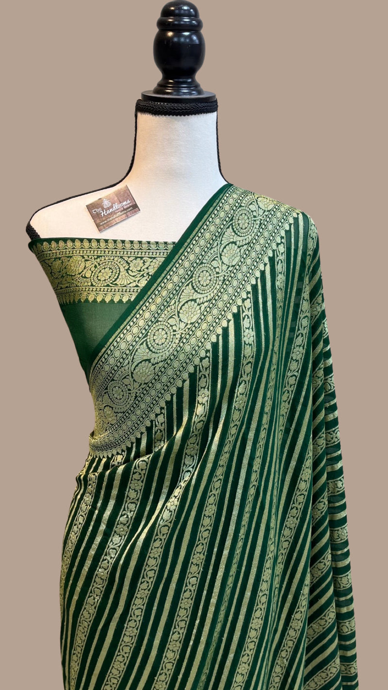 Khaddi Georgette Banarasi Saree -  Gold zari - The Handlooms