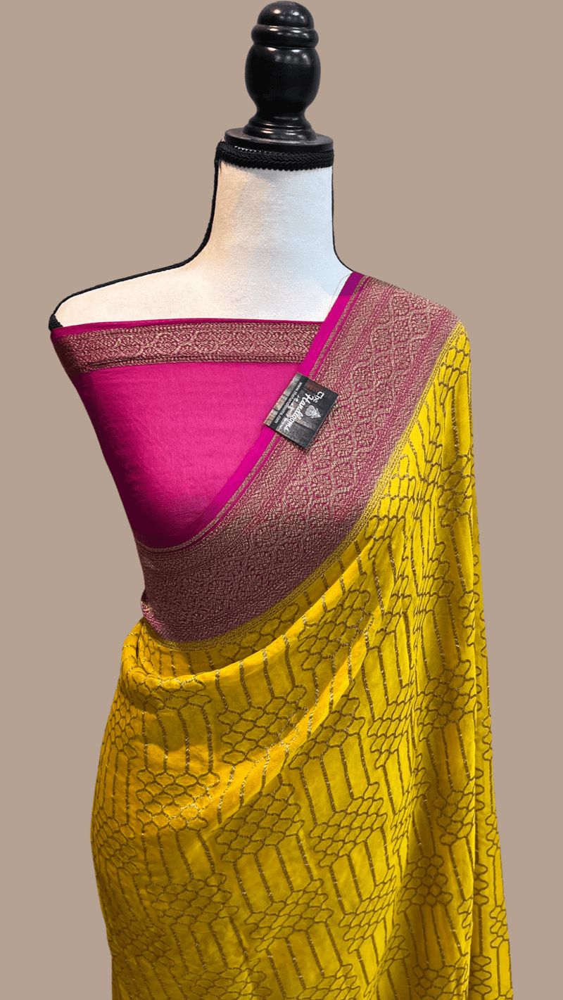 Khaddi Georgette Banarasi Saree -  Antique zari - The Handlooms