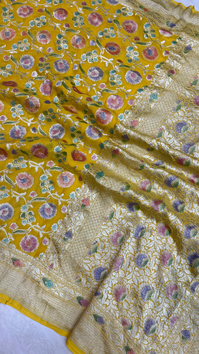 Khaddi Georgette Banarasi Saree - water zari - The Handlooms